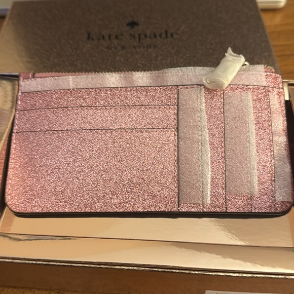 Kate Spade boxed large glitter slim card holder - Picture 2 of 4